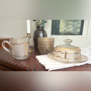 Early American Pressed Glass w/ butter dish New Martinsville Lorraine 1914 EAPG